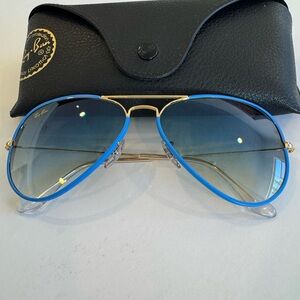 Ray-Ban Gold and Blue Aviator Sunglasses- Never Worn